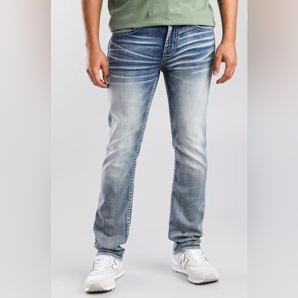 BKE Men’s Jeans Alec Straight Stretch Denim Distressed Slim Fit Size 32 x 32 - Picture 1 of 7